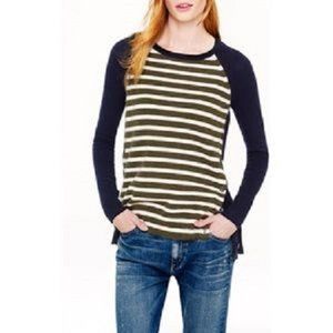 NWT J.Crew striped crewneck sweater with elbow patches. Size XS.